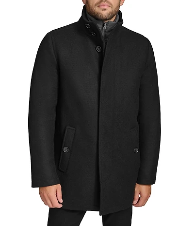 Andrew Marc Sport Bowen Knit Twill Car Coat