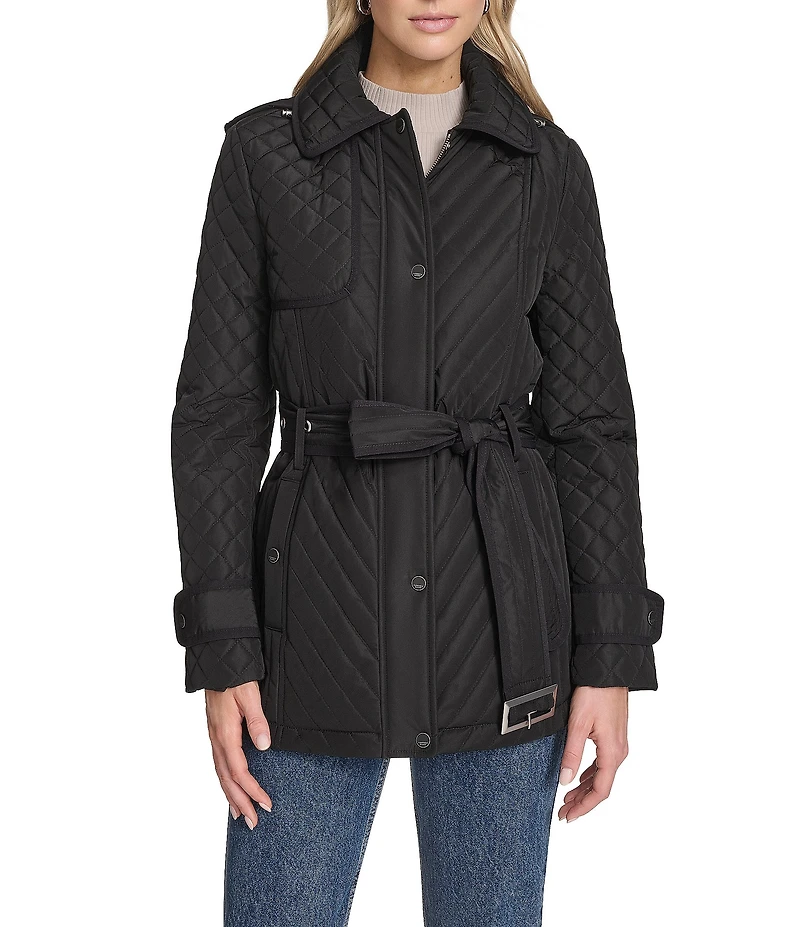 Andrew Marc Sport Brinklee Mix Quilt Belted Water Resistant Zip Front Jacket