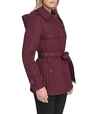 Andrew Marc Sport Brinklee Mix Quilt Belted Water Resistant Zip Front Jacket