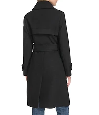 Andrew Marc Sport Lawley Wool Blend Point Collar Belted Zip Front Trench Coat