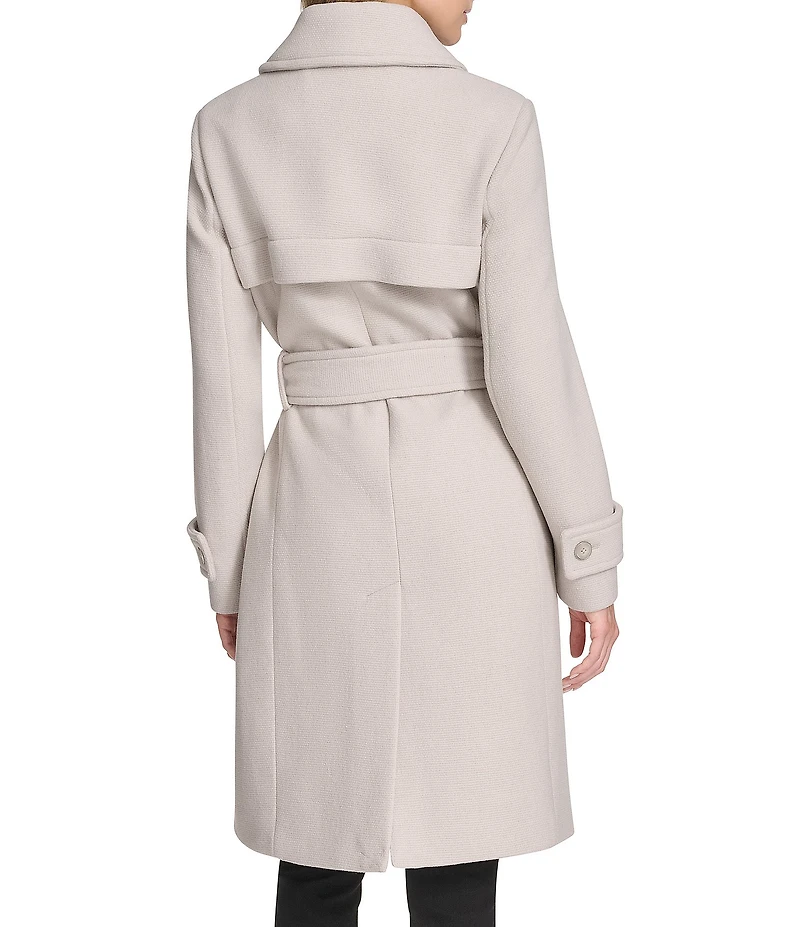 Andrew Marc Sport Lawley Wool Blend Point Collar Belted Zip Front Trench Coat