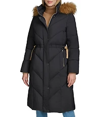 Andrew Marc Sport Lennox Water Resistant Hooded Faux Fur Trim Soft Matte Stand Collar Down Puffer Coat