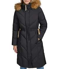 Andrew Marc Sport Lennox Water Resistant Hooded Faux Fur Trim Soft Matte Stand Collar Down Puffer Coat