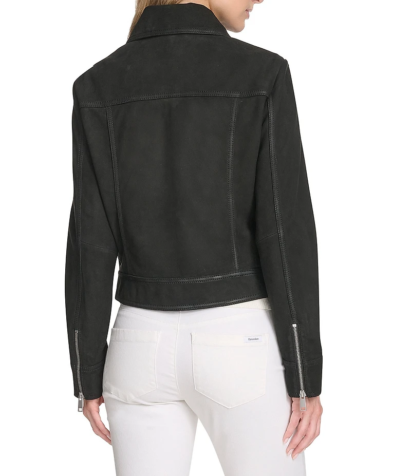 Andrew Marc Sport Lunetta Sueded Leather Tucker Jacket