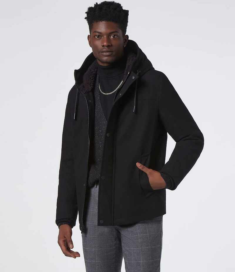 Andrew Marc Sport Palmer Long Sleeve Wool Blend Bomber Jacket