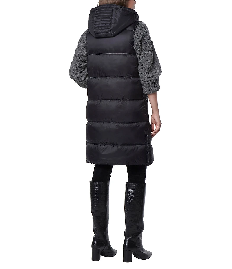Andrew Marc Sport Quilted Faux Down Filled Hooded Long Puffer Vest
