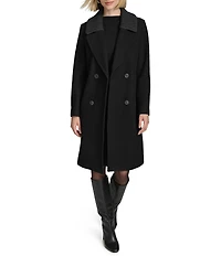 Andrew Marc Sport Sloane Texture Wool Blend Chunky Heather Rib Collar Button Front Coat