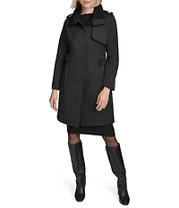 Andrew Marc Sport Teagan Faux Shearling Funnel Collar Water Resistant Trench Coat