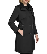 Andrew Marc Sport Teagan Faux Shearling Funnel Collar Water Resistant Trench Coat