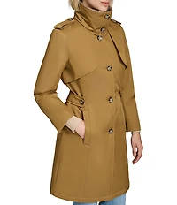 Andrew Marc Sport Teagan Faux Shearling Funnel Collar Water Resistant Trench Coat