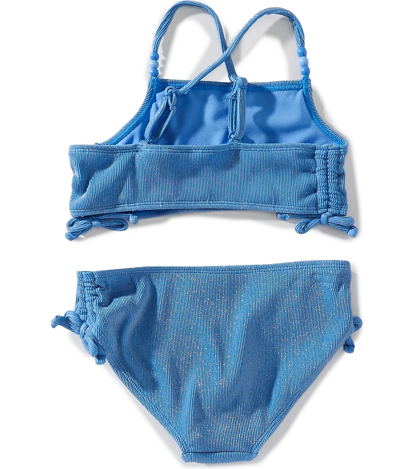 Angel Beach Big Girls Sparkle Rib Cinched Side Tie Bikini Top & Bikini Tow-Piece Swimsuit