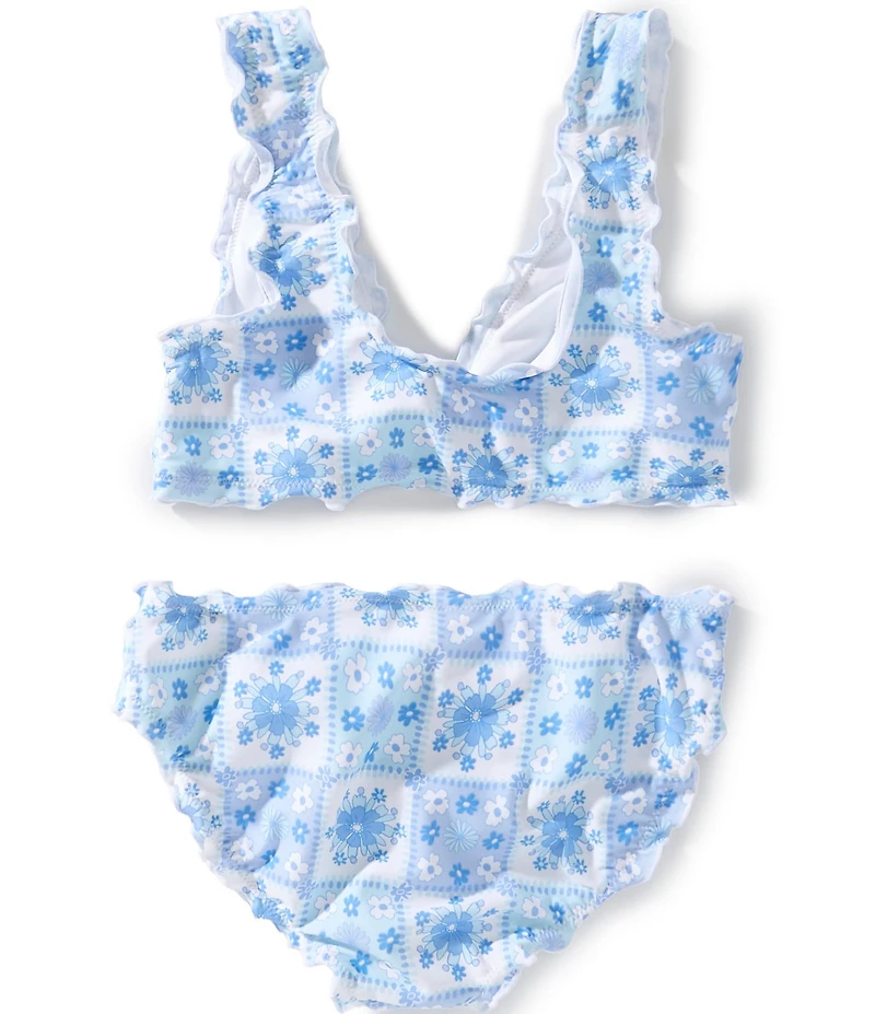 Angel Beach Big Girls Allover Design Pattern Tie Front Bikini Top & Matching Hipster Two-Piece Swimwear