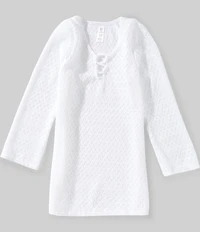 Angel Beach Big Girls Long Shoulder Crochet Cover-Up