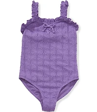 Angel Beach Big Girls Popcorn Scrunch One Piece Swimsuit