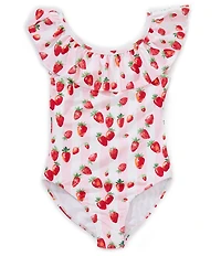 Angel Beach Big Girls Ruffle Strap Strawberry Stripe One Piece Set