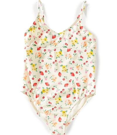 Angel Beach Girls Allover Floral Print Adjustable strap One Piece Swimsuit