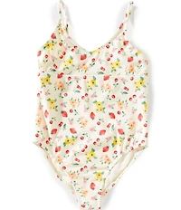 Angel Beach Girls Allover Floral Print Adjustable strap One Piece Swimsuit