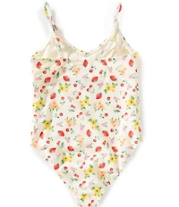 Angel Beach Girls Allover Floral Print Adjustable strap One Piece Swimsuit