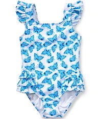 Angel Beach Little Girls Butterfly Ruffle One-Piece Set