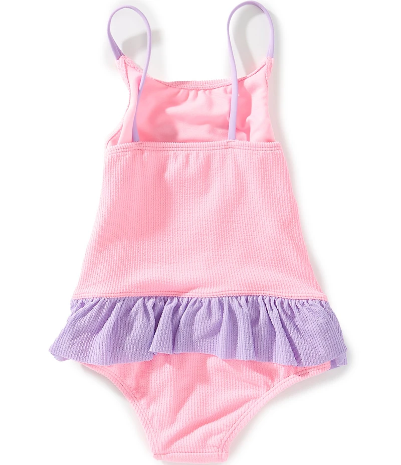 Angel Beach Little Girls Graphic Bow Popcorn Print One-Piece Set