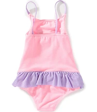 Angel Beach Little Girls Graphic Bow Popcorn Print One-Piece Set