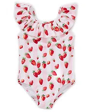 Angel Beach Little Girls Ruffle Strap Strawberry Stripe One Piece Set