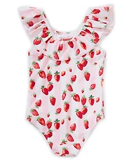 Angel Beach Little Girls Ruffle Strap Strawberry Stripe One Piece Set