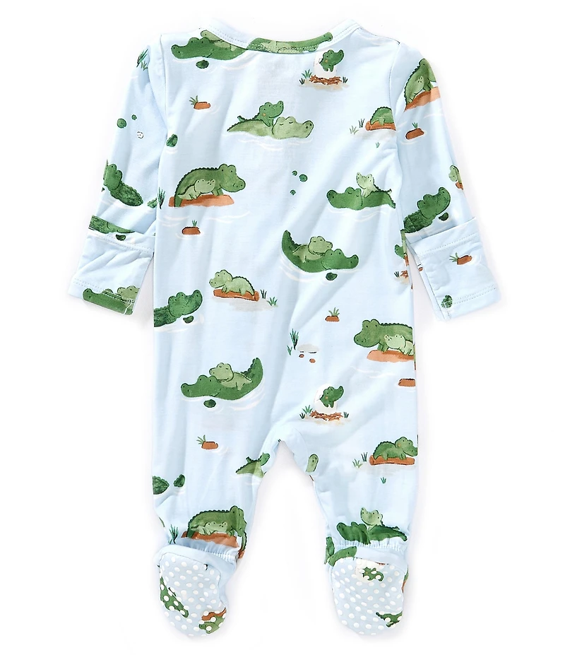 Angel Dear Baby Boys Short Sleeve Blue Alligator Coverall