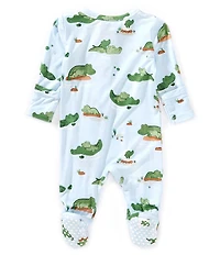 Angel Dear Baby Boys Short Sleeve Blue Alligator Coverall