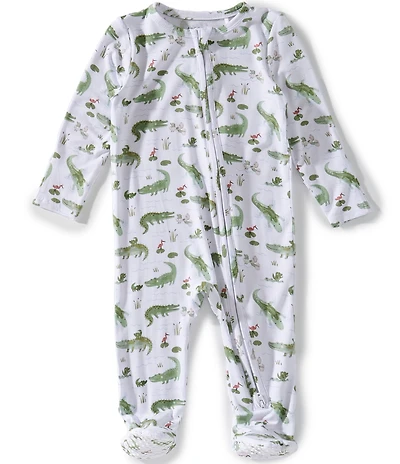 Angel Dear Baby Boys Bamboo Crayon Alligators Long Sleeve 2-Way Zipper Footie