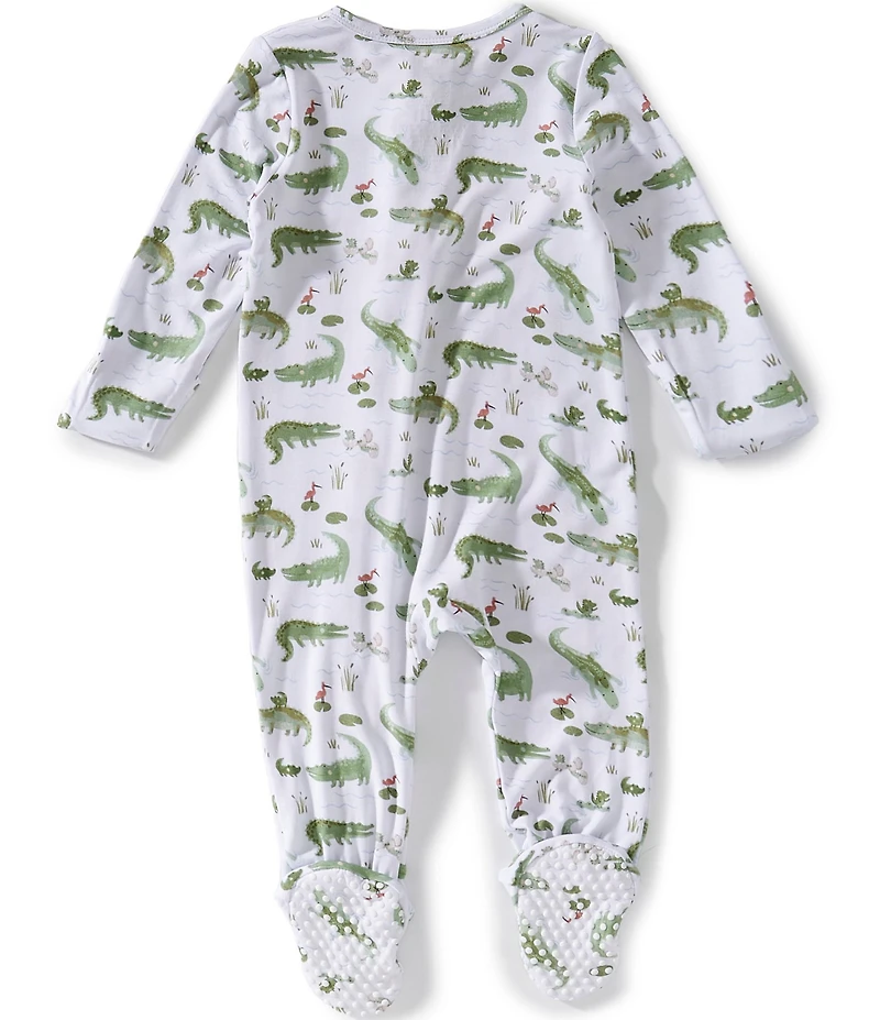 Angel Dear Baby Boys Bamboo Crayon Alligators Long Sleeve 2-Way Zipper Footie