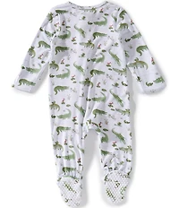 Angel Dear Baby Boys Bamboo Crayon Alligators Long Sleeve 2-Way Zipper Footie