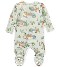 Angel Dear Baby Boys Bamboo Long Sleeve Buck Deer 2-Way Zipper Footie