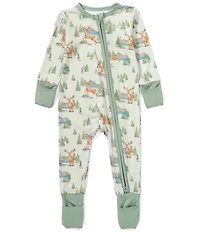 Angel Dear Baby Boys Bamboo Long Sleeve Buck Deer 2-Way Zipper Romper