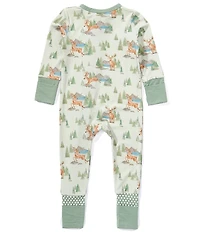Angel Dear Baby Boys Bamboo Long Sleeve Buck Deer 2-Way Zipper Romper