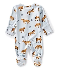 Angel Dear Baby Boys Bamboo Long Sleeve Horse Print 2-Way Zipper Footie