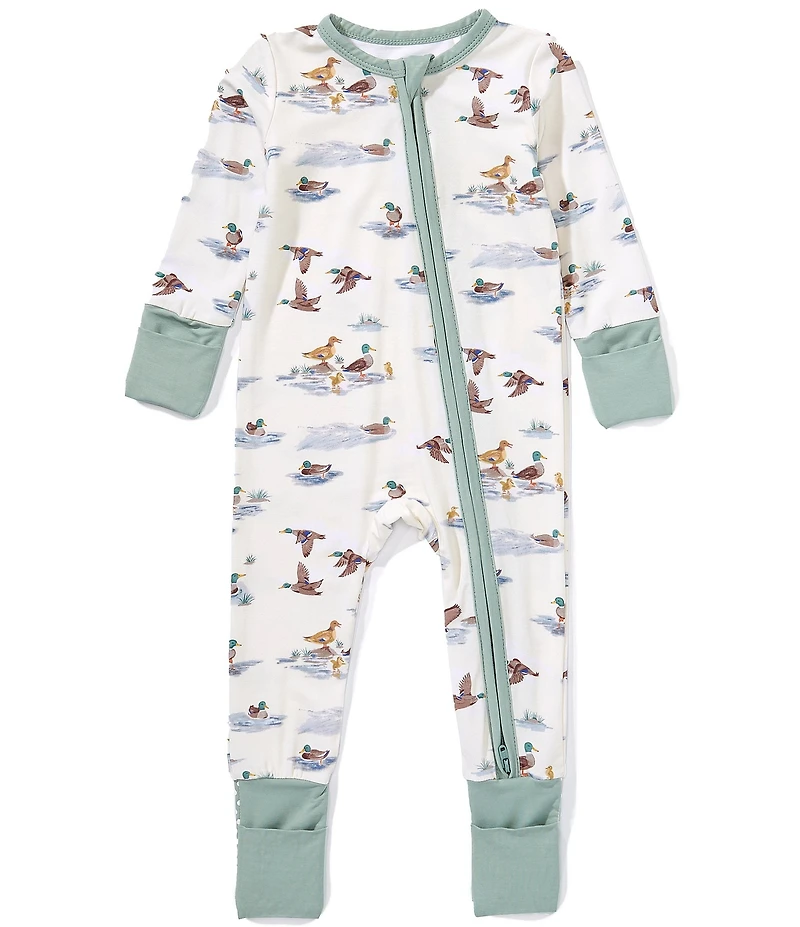 Angel Dear Baby Boys Bamboo Long Sleeve Migrating Mallards 2-Way Zipper Convertible Coverall