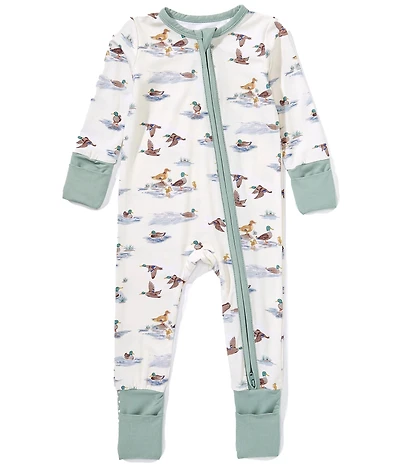 Angel Dear Baby Boys Bamboo Long Sleeve Migrating Mallards 2-Way Zipper Convertible Coverall