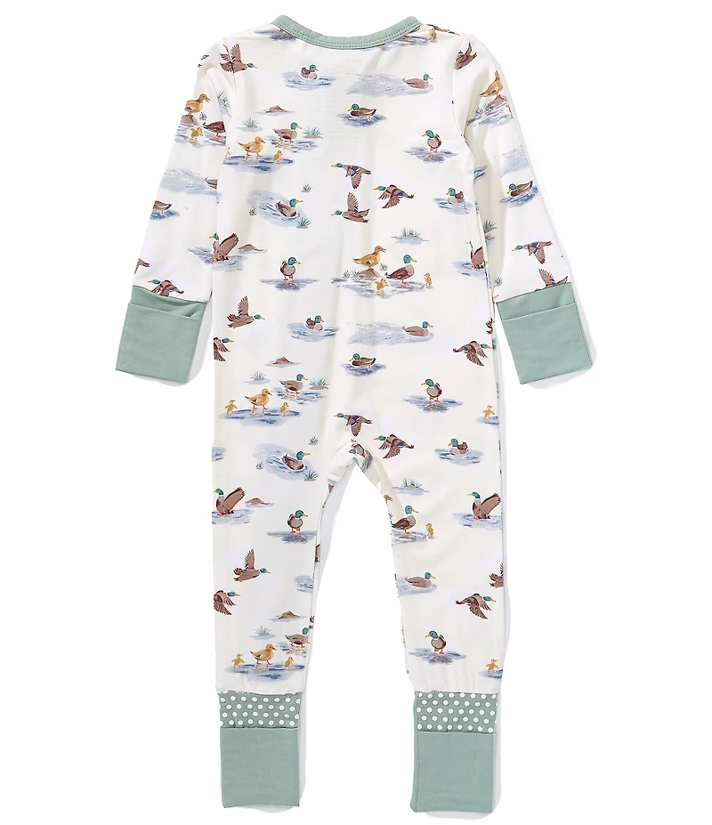 Angel Dear Baby Boys Bamboo Long Sleeve Migrating Mallards 2-Way Zipper Convertible Coverall