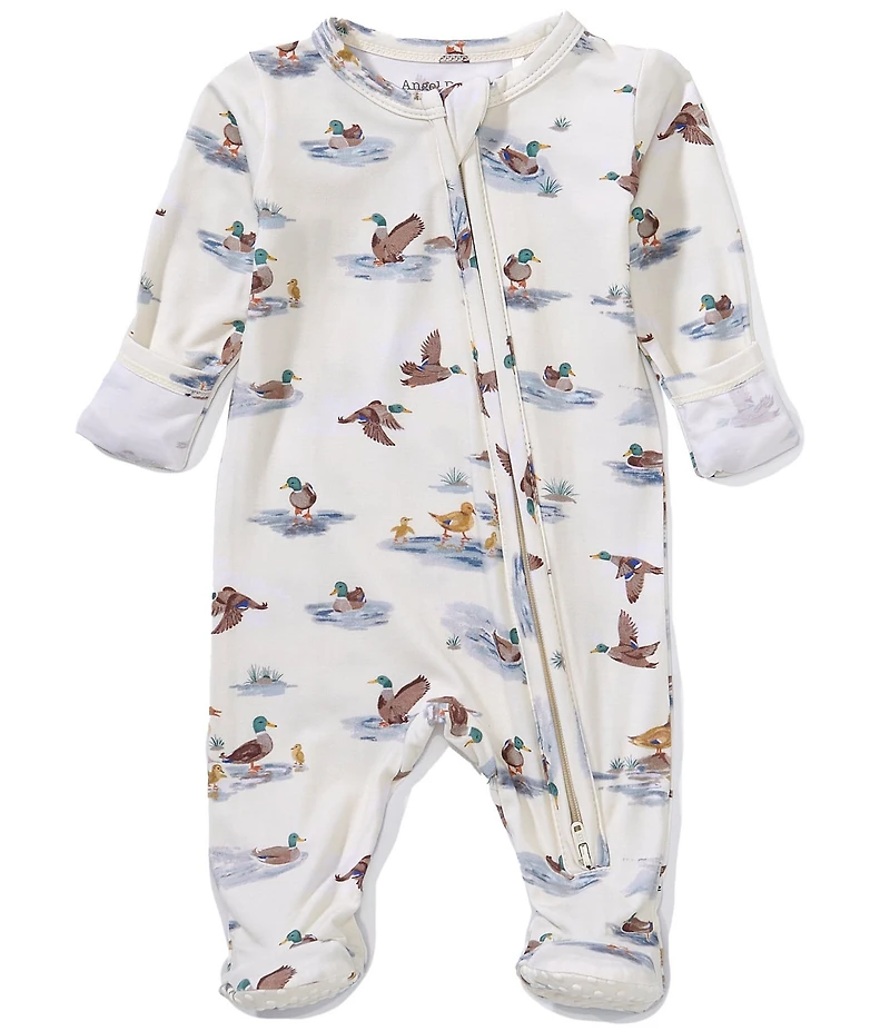 Angel Dear Baby Boys Bamboo Long Sleeve Migrating Mallards 2-Way Zipper Footie
