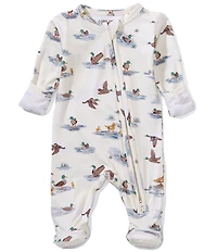 Angel Dear Baby Boys Bamboo Long Sleeve Migrating Mallards 2-Way Zipper Footie