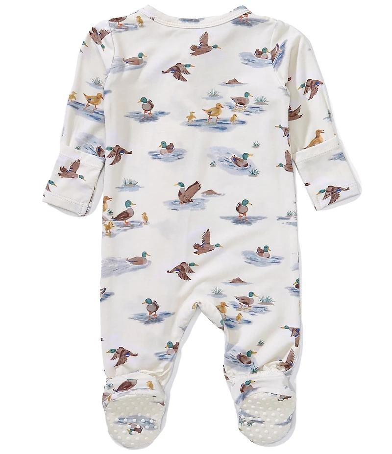 Angel Dear Baby Boys Bamboo Long Sleeve Migrating Mallards 2-Way Zipper Footie