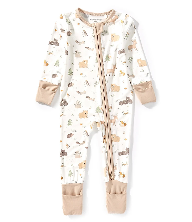 Angel Dear Baby Boys Bamboo Long Sleeve Woodland Babies 2-Way Zipper Convertible Coverall