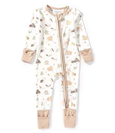 Angel Dear Baby Boys Bamboo Long Sleeve Woodland Babies 2-Way Zipper Convertible Coverall