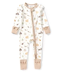 Angel Dear Baby Boys Bamboo Long Sleeve Woodland Babies 2-Way Zipper Convertible Coverall