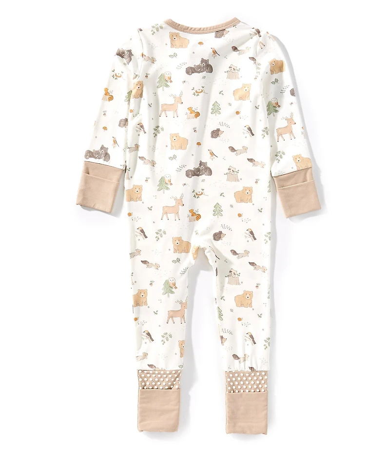 Angel Dear Baby Boys Bamboo Long Sleeve Woodland Babies 2-Way Zipper Convertible Coverall