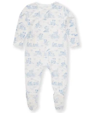Angel Dear Baby Boys Bamboo Puppy Toile Blue Zipper Footie Coverall