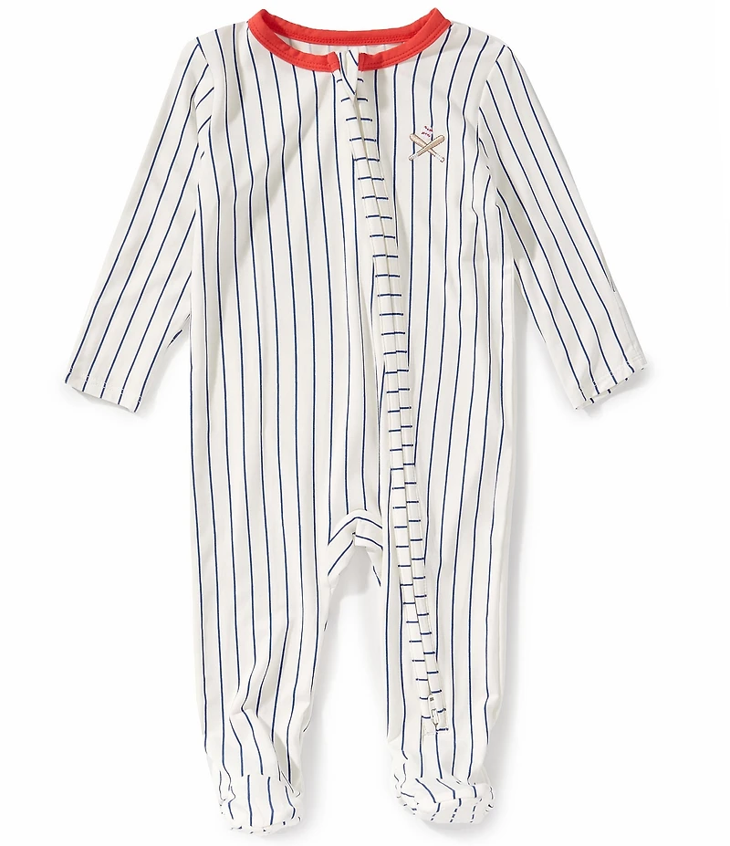Angel Dear Baby Boys Baseball Stripe Footed Coverall