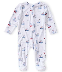 Angel Dear Baby Boys Bubbly Sailboats 2-Way Zipper Footie