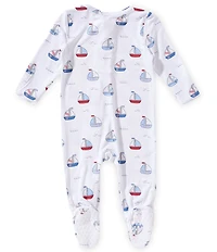 Angel Dear Baby Boys Bubbly Sailboats 2-Way Zipper Footie